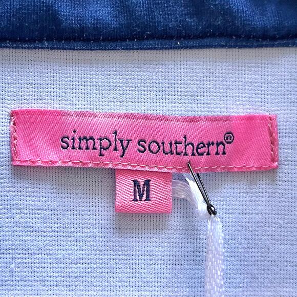 NEW Simply Southern Tunic Dress Navy White Stripes Hot Pink Accents Women Medium - Picture 4 of 8